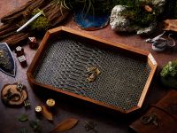 Dragon Shield Dice Tray | Black Gold Leather &amp; Metal Shield Yellow Black | Octagon Dice Tray | Faux Leather | RPG Dice Tray | Dungeons and Dragons Dice | DnD Dice tray | D&amp;D Dice