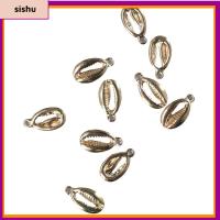 SISHU 20pcs รูปเปลือกหอยทะเล เครื่องรางรูปเปลือกหอยทะเล ธีมทะเล ทองเหลืองเบิ้ล เครื่องรางรูปเปลือกหอย เปลือกหอยรูปสัตว์ทะเลที่มีเสน่ห์ จี้รูปสัตว์ เครื่องประดับทำเองจำนวนมาก