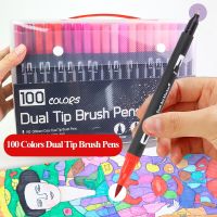 100 Colors Dual Tip Brush Art Markers Pens Fine Tip and Brush Watercolor Pens For Drawing Painting Calligraphy Art Supplies