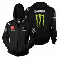 เสื้อกันหนาว มีฮู้ด ลายทีมแข่งรถ Yamaha Monster Motosport ขนาดใหญ่ 6XL