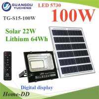 100W Solar LED ไฟสปอร์ทไลท์ โซลาร์เซลล์ Lithium รีโมท พร้อมใช้งาน รุ่น TG-S15-100W