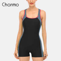 Charmo ชุดว่ายน้ำ XS-4XL กีฬาชุดว่ายน้ำกีฬาชุดว่ายน้ำวันพีซสตรี Charmo ชุดว่ายน้ำบล็อกสีชุดชายหาดเปิดหลังชุดอาบน้ำกีฬา