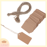 ? LECHU? 100pcs BLANK kraft Jewelry ป้ายราคาสตริงป้ายราคาด้วย String 20M