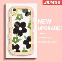 เคส JIUMOO สำหรับ OPPO เคส A37 A37F NEO 9เคสแฟชั่นการ์ตูนสีดำดอกไม้น่ารักขอบเคสโทรศัพท์แบบใสป้องกันเลนส์กล้องเคสนิ่มโปร่งใสซิลิโคนกล่องกันกระแทก