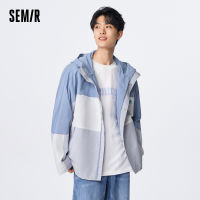 Semir เสื้อโค้ทผู้ชาย2023ฤดูใบไม้ผลิใหม่กันน้ำกันลมกลางแจ้งสีตัดกันชายเสื้อแจ็คเก็ตลำลองคู่