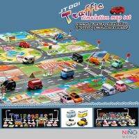 NINO WORLD ชุดแผนที่ Traffic simulation ฝึกทักษะ (แผนที่1 + รถ 4 + ป้าย 28 ชิ้น) JT001