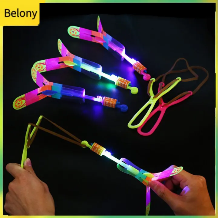Belony 3PCS/SET LED Light Arrow Rocket Rotating Flying Toys Outdoor