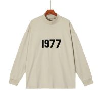 xxSpotxxHigh Street oversized FOG ESSENTIAL Season 8 Double Line 1977 Flocking High Street Loose Round Neck Long Sleeve T-Shirt