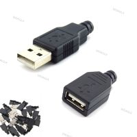 5pcs 3 in 1 Type A Female Male Mirco USB 2.0 Socket 4 Pin Connector Plug Black Plastic Cover DIY Connectors Type-A Kits WDAGTH