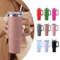 ❇✎ 40OZ Straw Coffee Insulation Cup With Handle Portable Car Stainless Steel Water Bottle LargeCapacity Travel BPA Free Thermal Mug