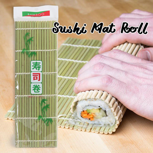Set of 2 Japanese Style Sushi Roll Maker Bamboo Rolling Roller Mat Preparation Equipment 24 x 24cm