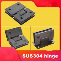 Glass door hinge Glass bathroom clip 90 ° flat 304 extra thick solid shower room hinge accessories matt black(XYGL-07)