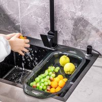 【CW】 Telescopic Sink Multifunctional Drain Basket Vegetable Washing Basin Wall-mounted