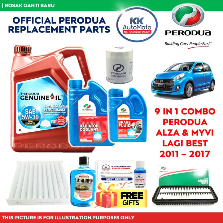 Perodua Myvi Lagi Best 2011 2017 Alza Genuine Semi Synthetic 5w 30 4l Set Perodua Combo Service Filter Free Gift Lazada