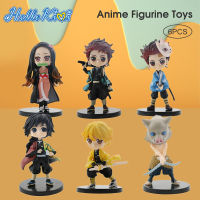 HelloKimi โมเดล Q Posket Demon Slayer : Kimetsu no Yaiba (ดาบพิฆาตอสูร) 6pcs/set ตัวเล็กน่ารัก สูงประมาณ 7 ซม. 6 PCS Anime Figurine Toys Japan Anime Q Demon Slayer Action Figure