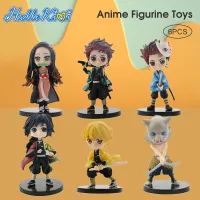 HelloKimi 6 PCS Anime Figurine Toys Japan Anime Q Demon Slayer Action Figure PVC Action Figurine Model Doll Figure Toys Collection Doll Toys Tanjirou Kamado Nezuko Agatsuma Zenitsu Hashibira Inosuke Tomioka Giyuu Anime Model Toys