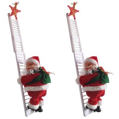 2X Animated Climbing Santa on Ladder Electric Toy Wall Ornaments Decoration Indoor Outdoor