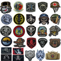 Skull Badge HOOK แพทช์เย็บปักถักร้อยทหารเสื้อผ้ายุทธวิธี Armbands จักรเย็บผ้า Patch สำหรับหมวกเป้สะพายหลังแจ็คเก็ต Mark อุปกรณ์เสริม-Kuosie