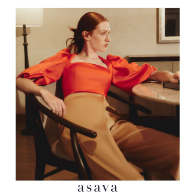 [asava aw22] Tulip sleeves blouse เสื้อผู้หญิง อาซาว่า แขนพอง คอเหลี่ยม