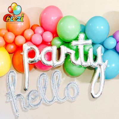 Hello party connection Letter foil balloon birthday party decoration supplies Laser silver pink Valentines Day Wedding balloon Balloons