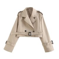 ↂ PB ZA 2023 Womens New Loose Windbreaker Temperament Commuting Sleeve Lapel Coat