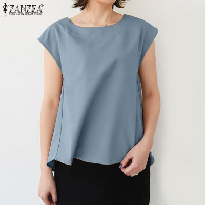(สินค้ามาใหม่)(จัดส่งฟรี)Fancystyle ZANZEA เสื้อสวมหัวหลวมลำลองผู้หญิงใส่ทำงานไม่มีแขนเสื้อสีเดียวเด็กหญิงเสื้อบน #8