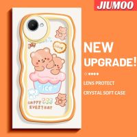 JIUMOO เคสสำหรับ Realme C30 C30s Narzo 50i Prime เคสน่ารักลายหมีมาก TPU ใสนุ่มขอบคลื่นมาการอนเคสมือถือกันกระแทกกล้องป้องกันการตกหล่นฝาครอบป้องกันซิลิกาเจลที่สร้างสรรค์