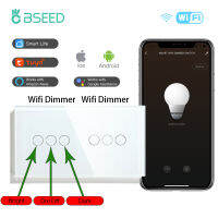 BSEED Wifi Dimmer Switch Double Touch Led Dimmer Smart Control Wall Dimmers Work With Tuya Alexa Smart Life Tempered Glass