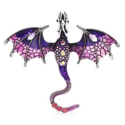 Wuli&amp;baby Enamel Dragon Brooches For Women Men 6-color Rhinestone Flying Legand Animal Party Office Brooch Pins Gifts
