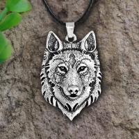 Vintage Mens Jewellery Tibetan Silver Wolf Head Pendant Necklace For Men Amulet Animal Viking Men Gift Jewelry Collar Hombre