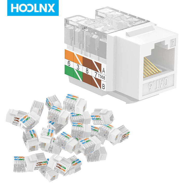 HOOLNX Down Keystone Jacks, CAT6 Punch Down Keystone UTP, 90