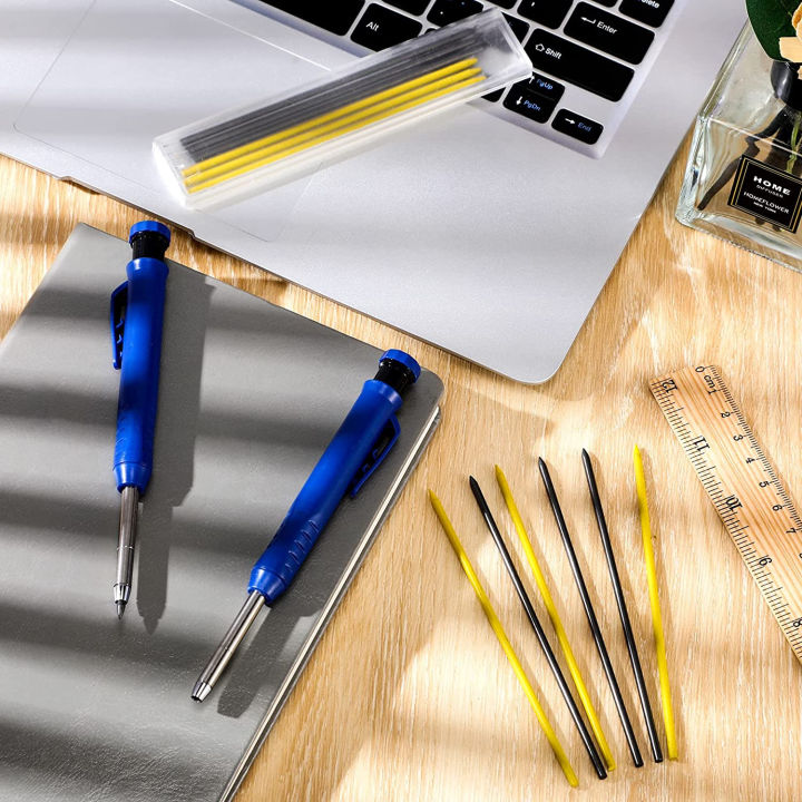 solid-carpenter-pencil-set-with-4-refill-leads-built-in-sharpener-deep-hole-mechanical-pencil-marker-marking-tool