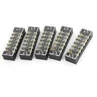 5 Pcs 600V 15A Dual Row 6P Screw Connector Electric Barrier Terminal Block Electrical Connectors