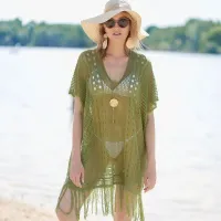 --D0512 The new 2023 knitting tassel sexy bikini smock hollow out beach blouse seaside resort is prevented bask in unlined upper garment