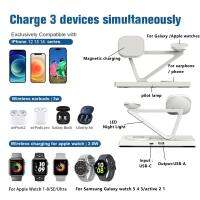 30W 5 In 1 Magnetic Wireless Charger Stand Pad Light สำหรับ 14 13 12 Samsung Fast Charging Dock Station