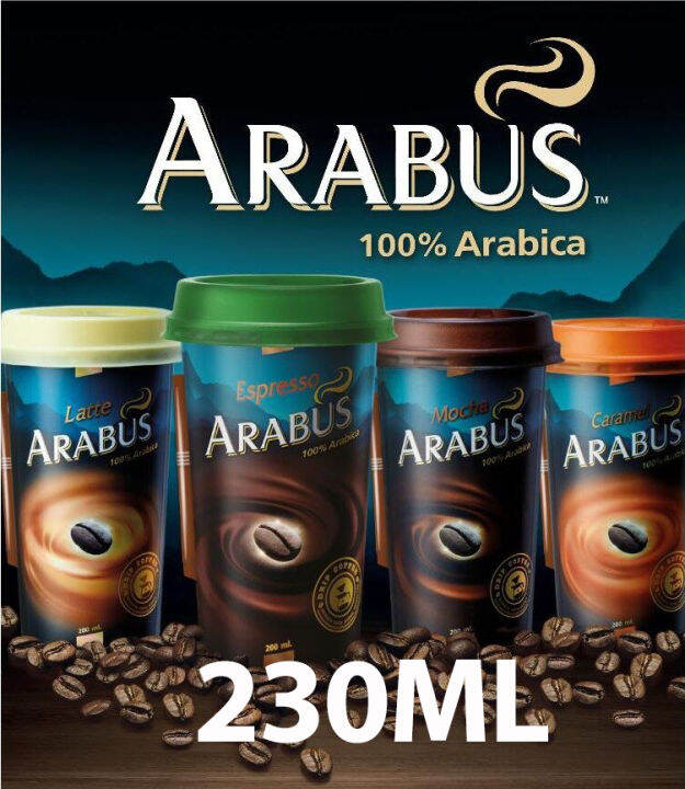 ARABUS Roasted & Ground RTD Coffee Espresso 230ML x 10 Cups Premium ...