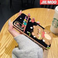 JIUMOO เคสสำหรับ Infinix Hot 9 Pro เคส X655C ลายหมีมีความสุขใหม่กรอบสี่เหลี่ยมเคสพื้นผิวชุบซิลิกาเจลนิ่มกันกระแทกเคสมือถือรวมทุกอย่างฝาครอบป้องกันเลนส์กล้องถ่ายรูป