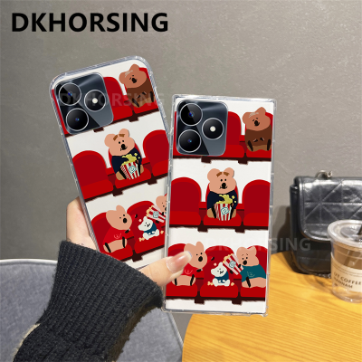 DKHORSING เคสโทรศัพท์แบบใสใหม่สำหรับ Realme C53 C55 C55NFC C33 C31 C30 C35 C30S หมีน่ารักรูปการ์ตูนปลอกซิลิโคน Realmec53เคสกันกระแทก C55 Realme NFC