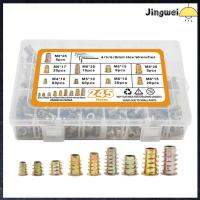 JINGWEI 245Pcs M4 M5 M6 M8 เม็ดมีดเกลียวสำหรับไม้ สังกะสีอัลลอยด์ น๊อตสกรู พร้อมประแจหกเหลี่ยม ขั้วต่อสลักเกลียว ชุดเฟอร์นิเจอร์ไม้