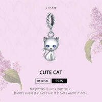 Bamoer 100 Silver 925 Pendant with Cat Shape For celet DIY Cubic Zircon Charm Jewellery SCX122