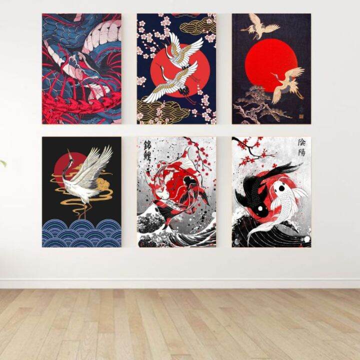 Wall Decor Kayu Motif Jepang Minimalis+Bingkai 20×30 Vintage kayu