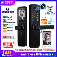 【YF】 Tuya visual Wifi Digital Electronic Smart Fingerprint Door Lock With Biometric Camera intelligence Card Password Key Unlock
