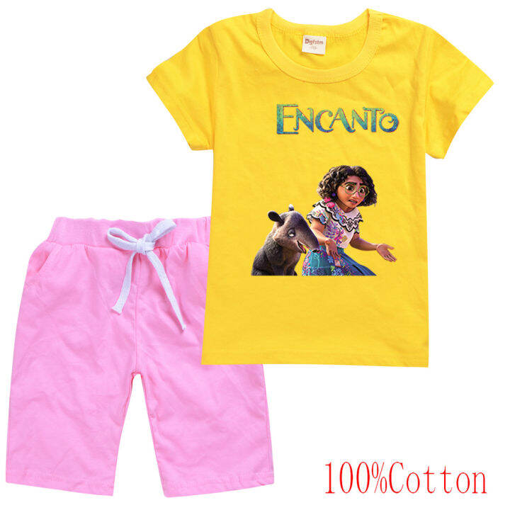 encanto-เสื้อยืดชุดชายหญิงแขนสั้น-tee-เสื้อกางเกงขาสั้นแฟชั่นการ์ตูนบุคลิกภาพ-tshirt-กางเกงขาสั้นใหม่-simple-8798