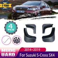 ☌4แผ่นบังโคลนสำหรับ S-Cross SX4 2014 2019 MK2อุปกรณ์เสริม Mudflaps บังโคลนรถ