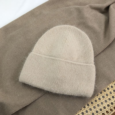 Winter Warm Long Rabbit Fur Beanies Women Men Fluffy Cashmere Knitted Skullies Hats Female Casual Solid Color Beanie Caps