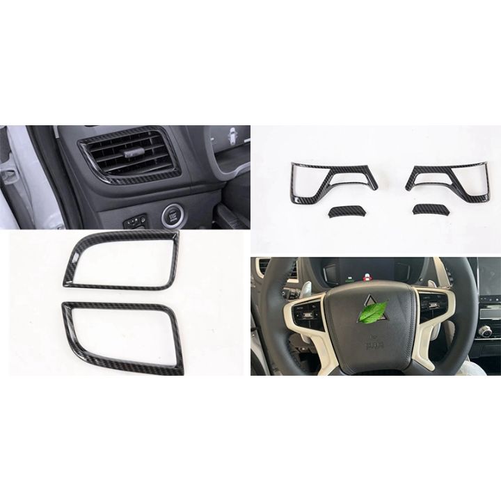6-pcs-for-mitsubishi-pajero-sport-2020-car-accessories-2-pcs-2-air-outlet-frames-amp-4-pcs-steering-wheel-cover