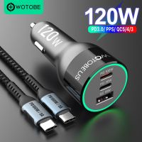 [2023ใหม่] WOTOBE USB C ที่ชาร์จแบตในรถ120W, QC5 PD 100W PPS 65W45W 30W QC3.0 18W สำหรับ Mi12 Matebook Type-C แล็ปทอปแมคบุ๊ค Iphone 14 Galaxy S22