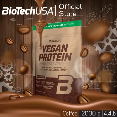 BioTechUSA Vegan Protein วีแกนโปรตีน 2000g-รสกาแฟ มีคาเฟอีน (โปรตีนถั่ว,โปรตีนข้าว, โปรตีนพืช โปรตีนมังสวิรัติ) มีแอลกลูตามีน, แอลอาร์จีนีน ชนิดผง