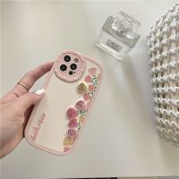 [COD] style ins embroidery pink rose flower 13Promax/12Pro mobile phone case suitable for soft shell XR