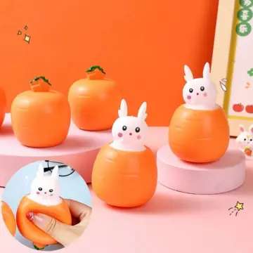 Cheap Frog Pop Up Squeeze Toys Carrot Rabbit Fidget Toys Soft Decompression  Toy Kids Gift